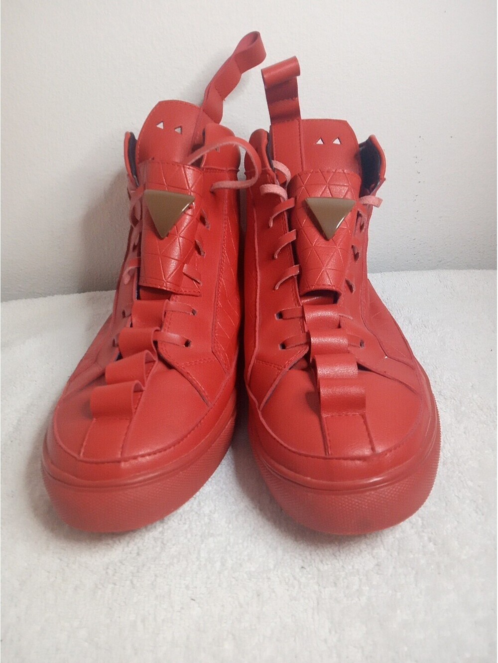 Patrick Mohr Cherry Red Leather High Top Leather Shoes Sz 41